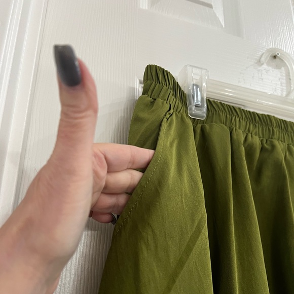 Olive Green, Bubble Hem Maxi Slim Women’s Skirt. - Picture 5 of 12